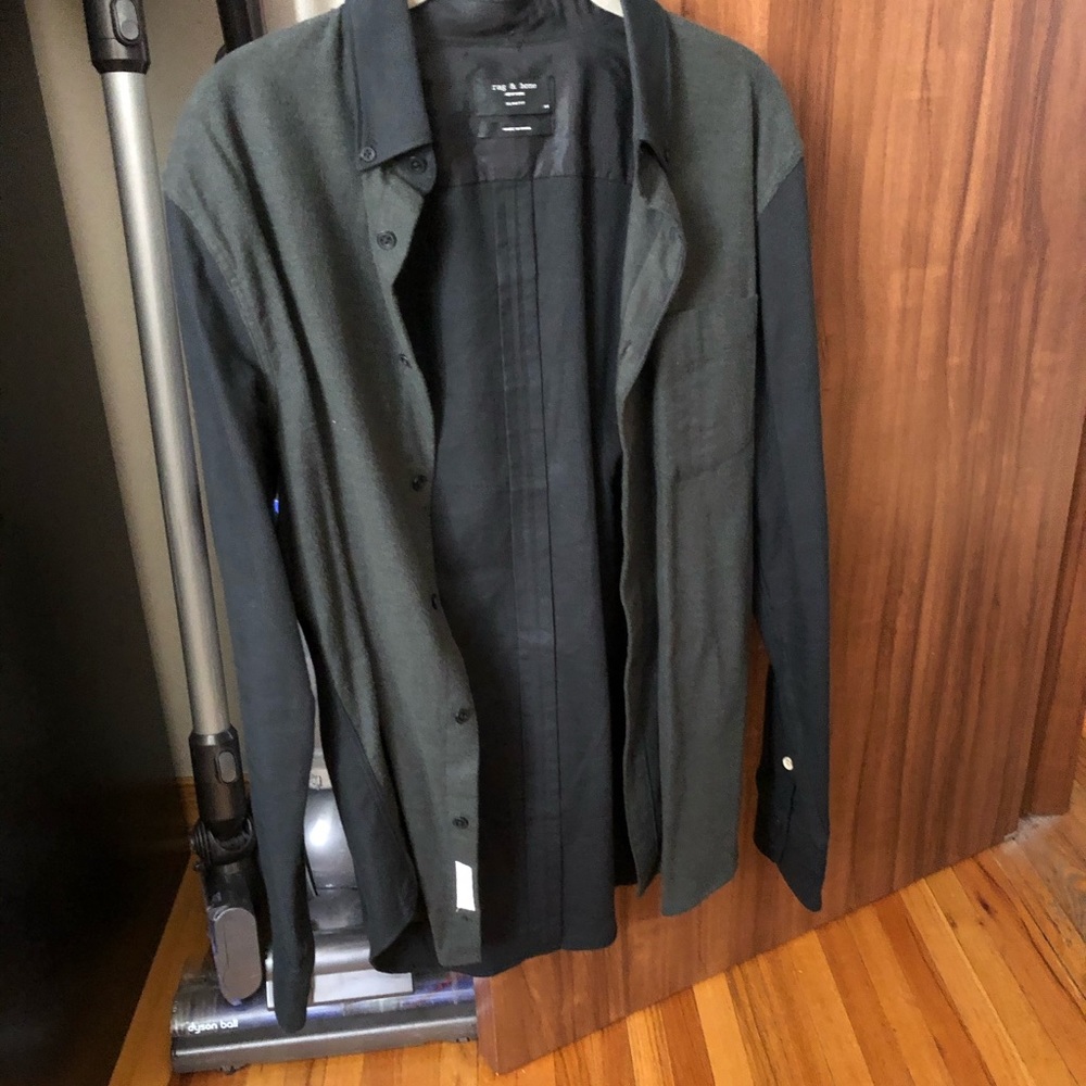 RAG AND BONE GREEN WITH BLACK BUTTON DOWN WORN 1X
